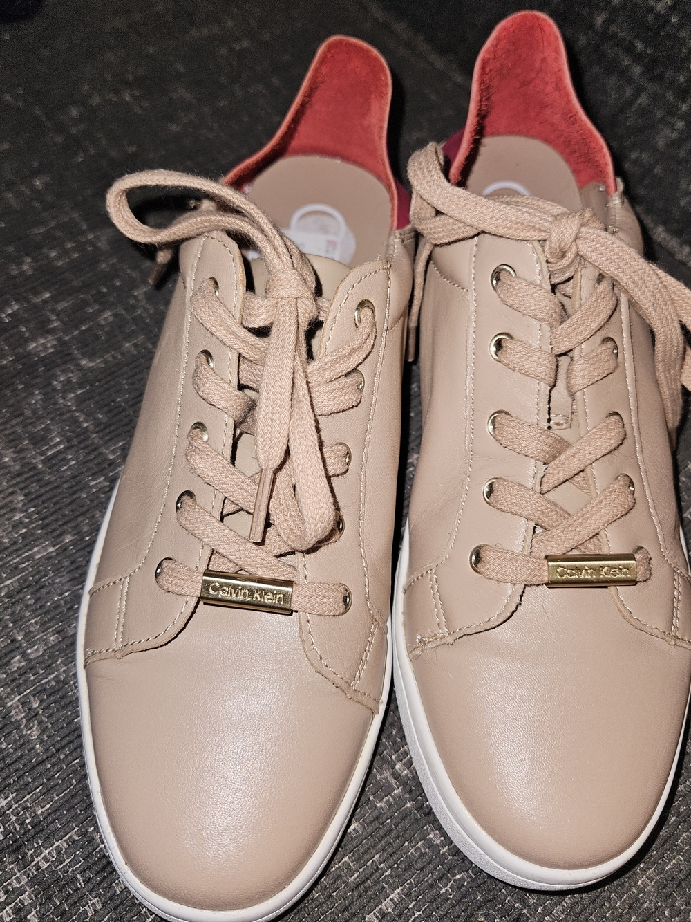 Calvin Klein Blush Pink Leather Sneakers with Gold Accents